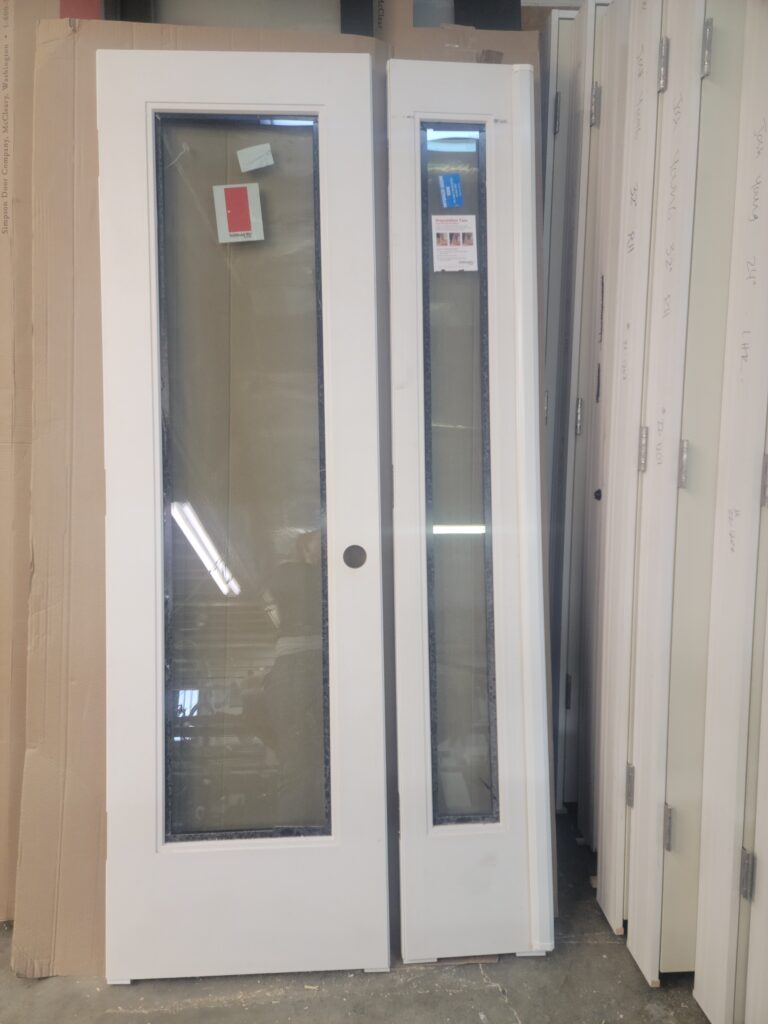 2/0 Flush Glazed Fiberglass Door with 1/0 Sidelite